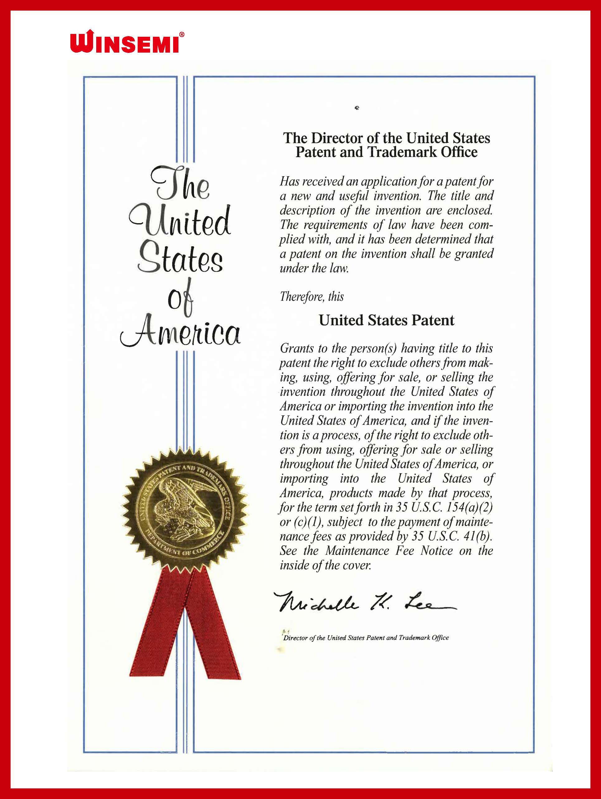 The United States Patent Certificate